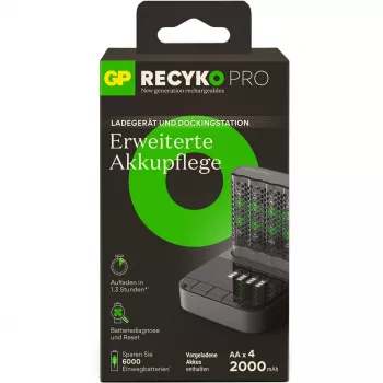 GP ReCyko Pro P461 AA/AAA baterijų kroviklis su D461 dokovimo stotele