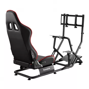 Lenktynių kokpitas huzaro Speed 6.0 su reguliuojama sėdyne, plieniniu rėmu, 30°–90° kampu, iki 120 kg, raudonas, 1080×1360×560 mm