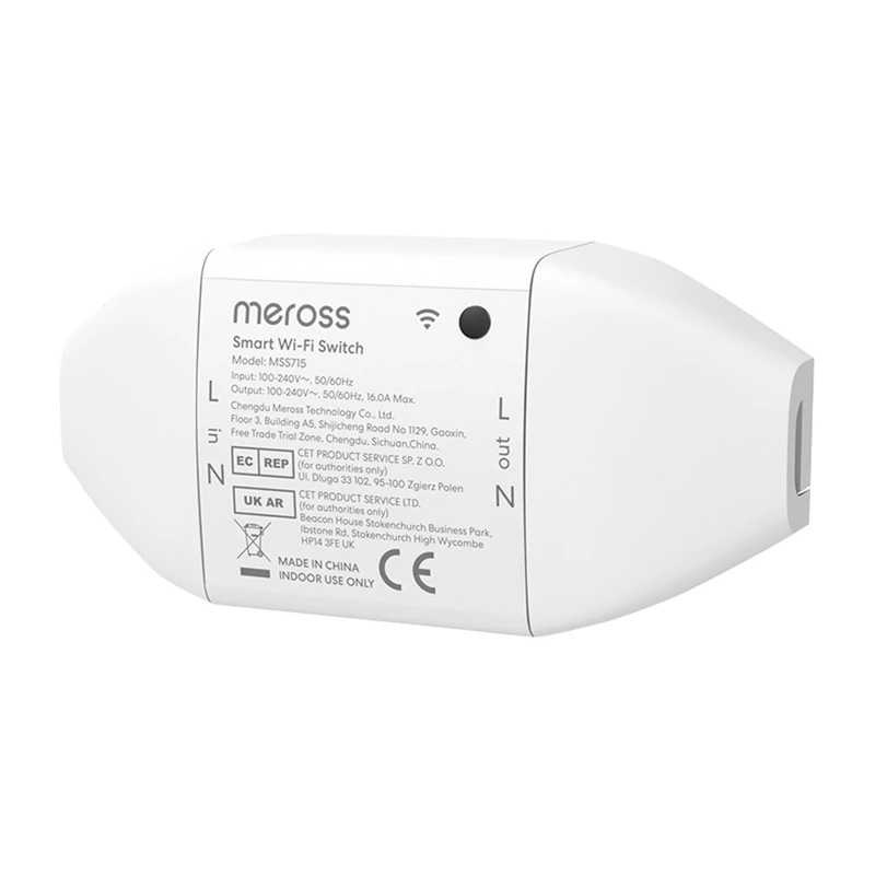 Išmanusis WiFi jungiklis Meross MSS715MA-UN su Matter palaikymu – vieno kanalo relė montavimui į sieną