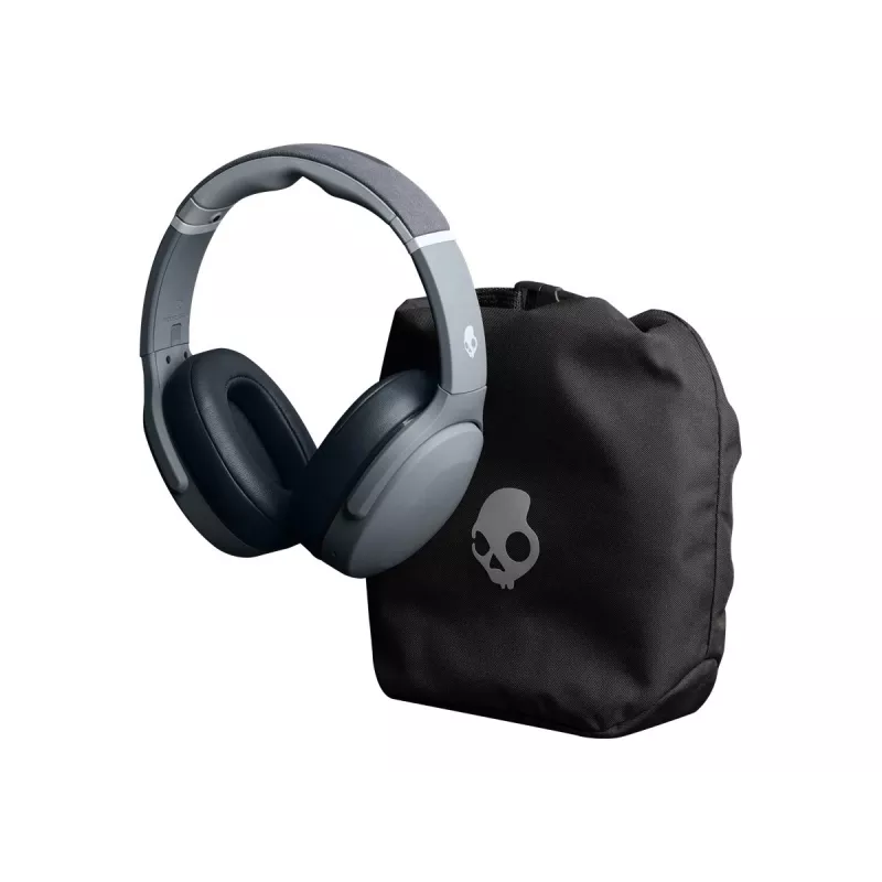 Ausinės Skullcandy Crusher Evo – laidinės ir belaidės, pilkos, 40 h veikimo, USB-C, AUX, sulankstomos