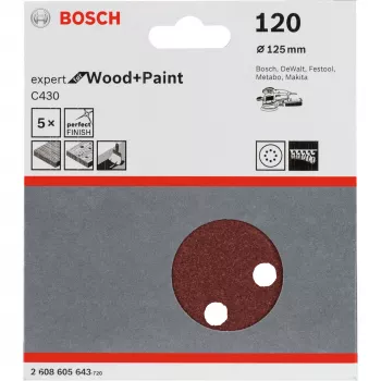 Bosch C430 Expert for Wood and Paint šlifavimo lakštai, 5 vnt.