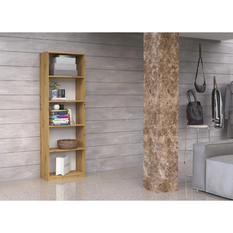 Biuro spinta su lentynomis Topeshop R40 ARTISAN, ąžuolo spalva, 5 lentynos, 400×300×1820 mm, medžio drožlių plokštė