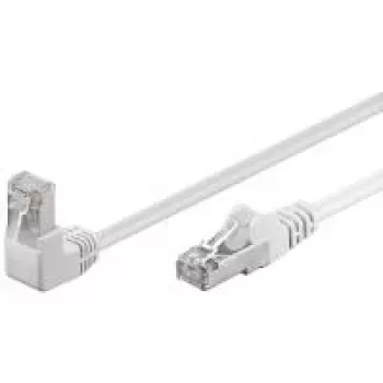 Wentronic Goobay CAT 5e jungiamasis kabelis 1x 90° kampu, F/UTP, baltas, 3 m - CCA vario mišinys, 1x RJ45 kištukas 90° (8P8C) (94180)
