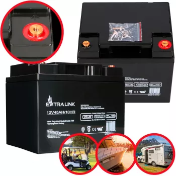 UPS baterija Extralink Accumulator AGM 12V 45Ah – sandari švino rūgšties (VRLA), 1 vnt., juoda