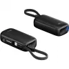 Powerbank 5.000 mAh, integruotas USB-C kabelis 13 cm, 20 W (juodas, 5 Ah, 1x USB-A, 1x USB-C, PD, QC)