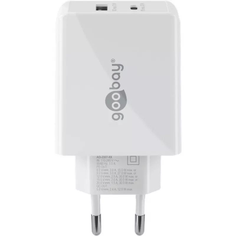 Goobay Dual USB-C™ PD (Power Delivery) greitasis įkroviklis (30 W) (61674)