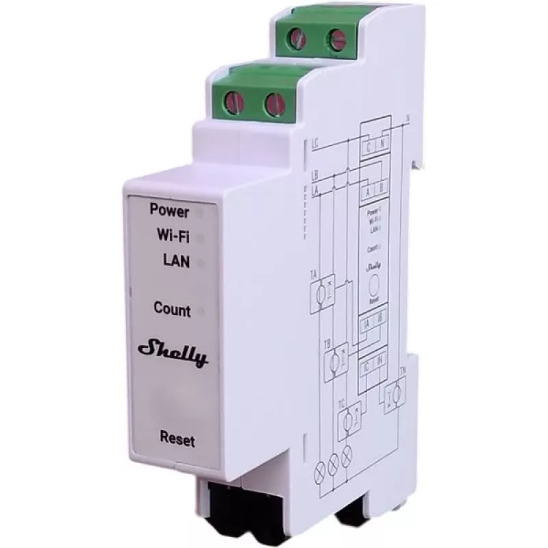 Shelly Pro 3EM-3CT63 WiFi / LAN – Trifazis elektros skaitiklis