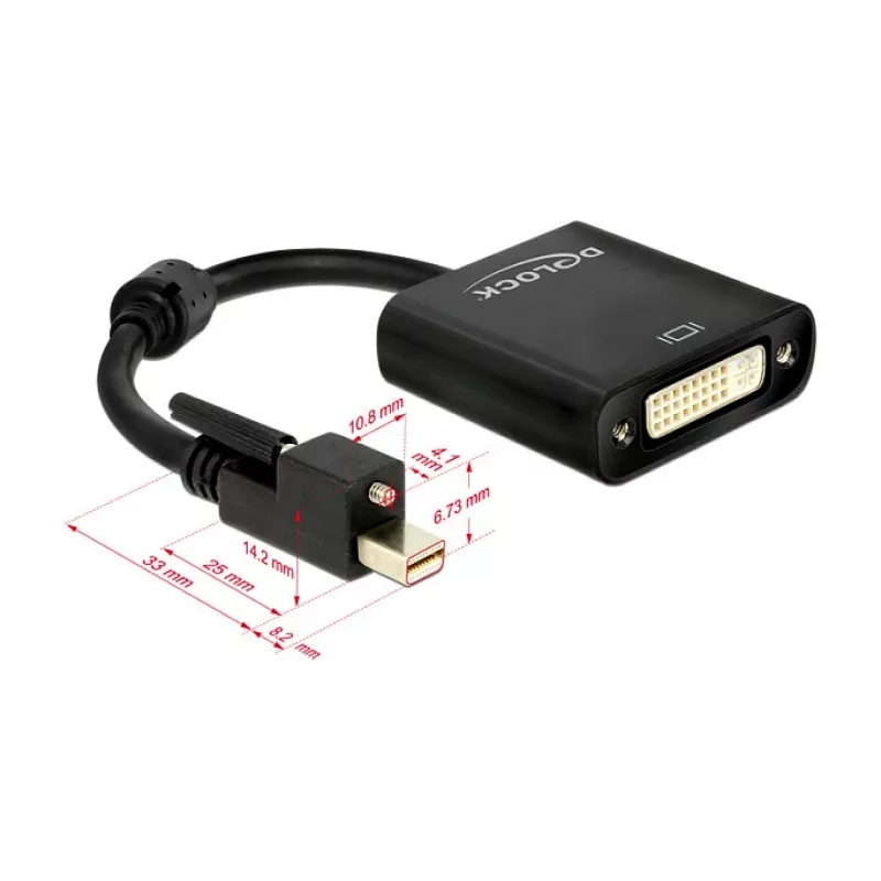 Adapteris DeLOCK 62639 Mini DisplayPort į DVI-I 0,25 m Juodas