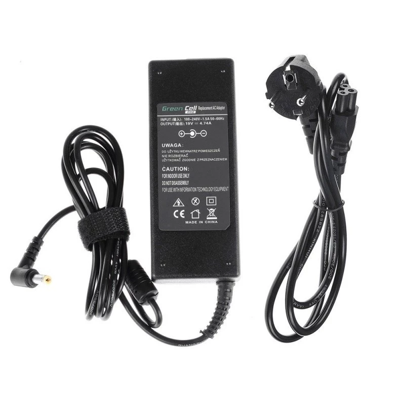 Green Cell AD02P 90W 19V 4.74A nešiojamojo kompiuterio maitinimo adapteris, AC-DC, vidaus, juodas