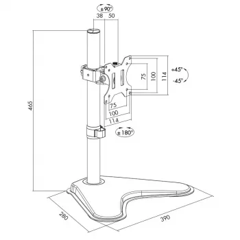 Monitorio laikiklis LOGILINK BP0044, 33–81,3 cm (13–32 col.) ekranams, VESA 75x75–100x100, max 8 kg, stalas, juodas