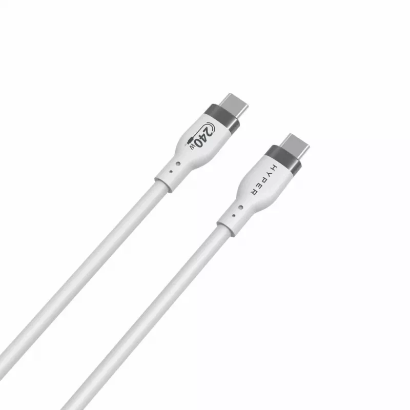 HYPER HyperJuice 240W Silikoninis USB-C į USB-C laidas (1 m) – Baltas