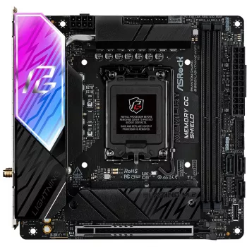 Motininė plokštė ASROCK B860I Lightning WiFi – Intel B860, LGA 1851, Mini-ITX, DDR5, 2x DIMM, 4x M.2, 2.5Gb LAN, Wi‑Fi 6E, Bluetooth 5.3