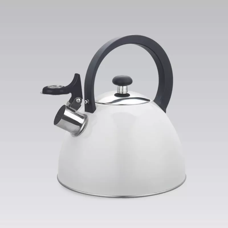 Virdulys Maestro MR-1302-WG 2,5 L, nerūdijančio plieno korpusas, baltas, šarnyrinis švilpukas