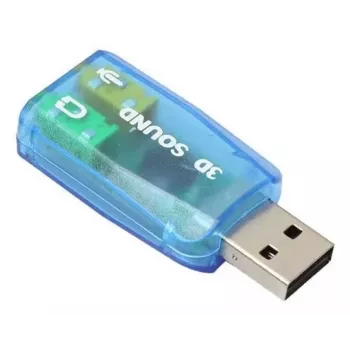 USB išorinė garso plokštė Gembird Virtus2 — USB sąsaja, 3.5 mm ausinės, mėlynas permatomas