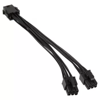 PCIe 6-pin į PCIe 6-pin x2 maitinimo skirstytuvas, 0,15 m, No name ZUAD-766, juodas