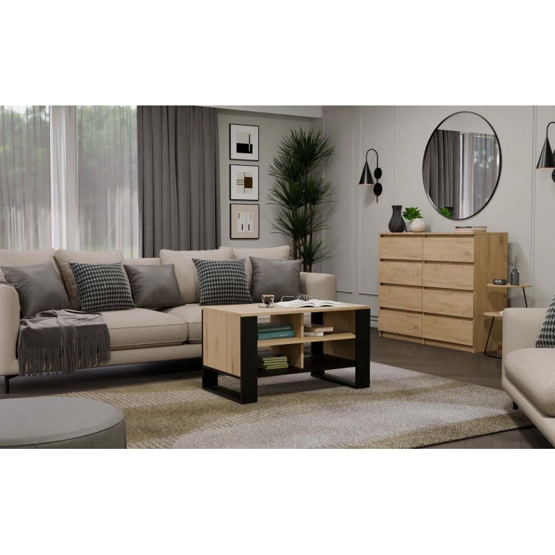 Stalikas kavos stalas Topeshop STOLIK KAWOWY ŁAWA MODERN 4P Dąb Artisan Czern