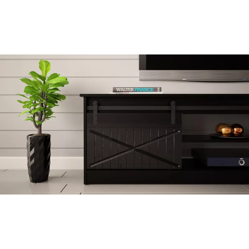 RTV GRANERO 200x56.7x35 juodas/juodas blizgus Spintelė
