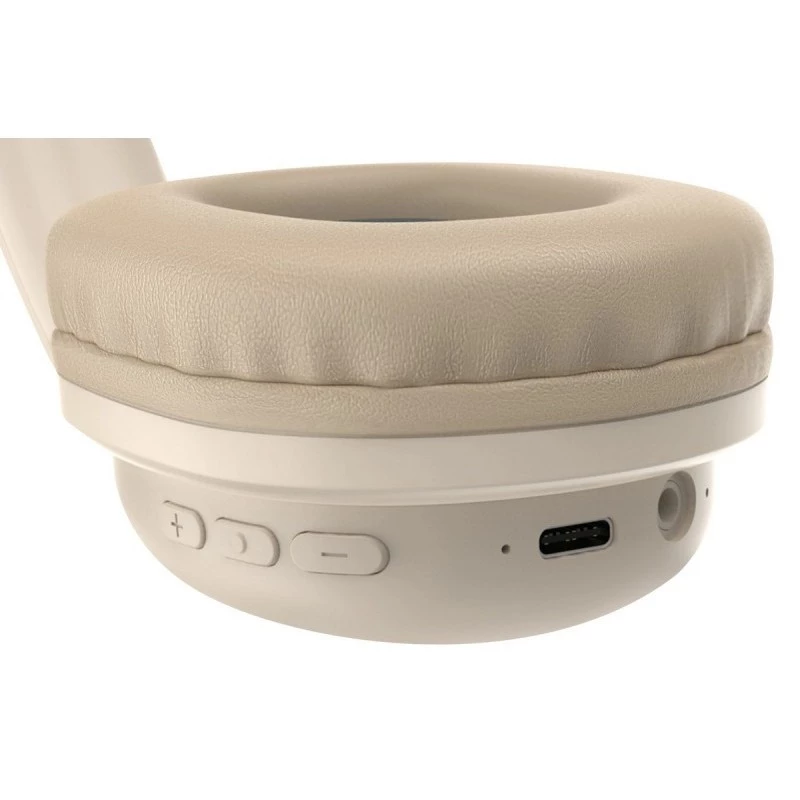 Belaidės ausinės per ausį DEFENDER EEMOTION B640 BEIGE — binaurinės, uždaros akustinės, USB-C, AUX, 20–20000 Hz, 105 dB