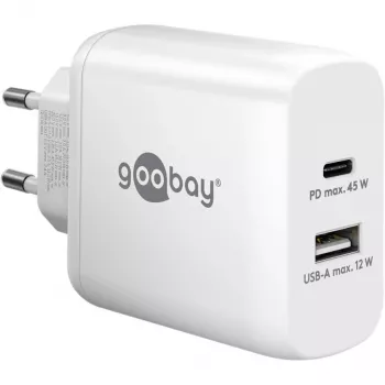 Goobay 65412 mobiliojo įrenginio įkroviklis Ausinės, Nešiojamas kompiuteris, Išmanusis telefonas, Planšetė Baltas AC Vidiniam naudojimui