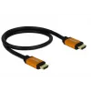 DeLOCK HDMI laidas, HDMI (M) į HDMI (M), 50 cm, triguba izoliacija, juodas, auksinis, 8K palaikymas