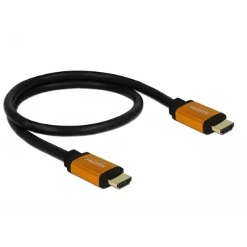 DeLOCK HDMI laidas, HDMI (M) į HDMI (M), 50 cm, triguba izoliacija, juodas, auksinis, 8K palaikymas