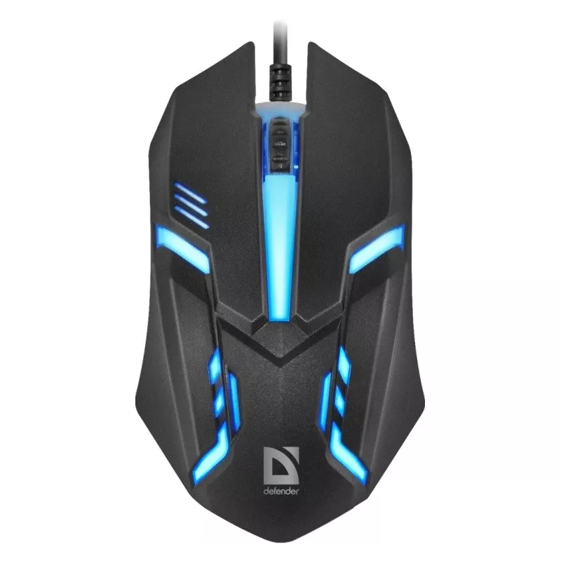 Laidinė optinė pelė DEFENDER CYBER MB-560L – ambidekstrinė, 1200 DPI, USB Type-A, 2 mygtukai, juoda