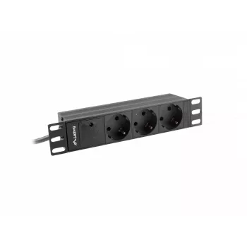 Lanberg PDU-03E-0200-BK maitinimo paskirstymo įrenginys (PDU) 3 AC lizdai 1U Juoda