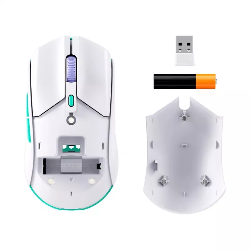 HyperX Pulsefire Haste 2 Core Wls – Belaidis žaidimų pelė (balta/žalia/violetinė)