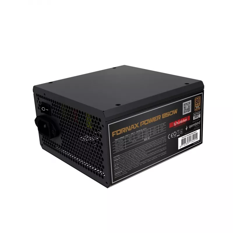 Gembird CCC-PSUBRONZE-850W maitinimo blokas Fornax Power 850W aktyvus PFC 12cm ventiliatorius 80+Bronze