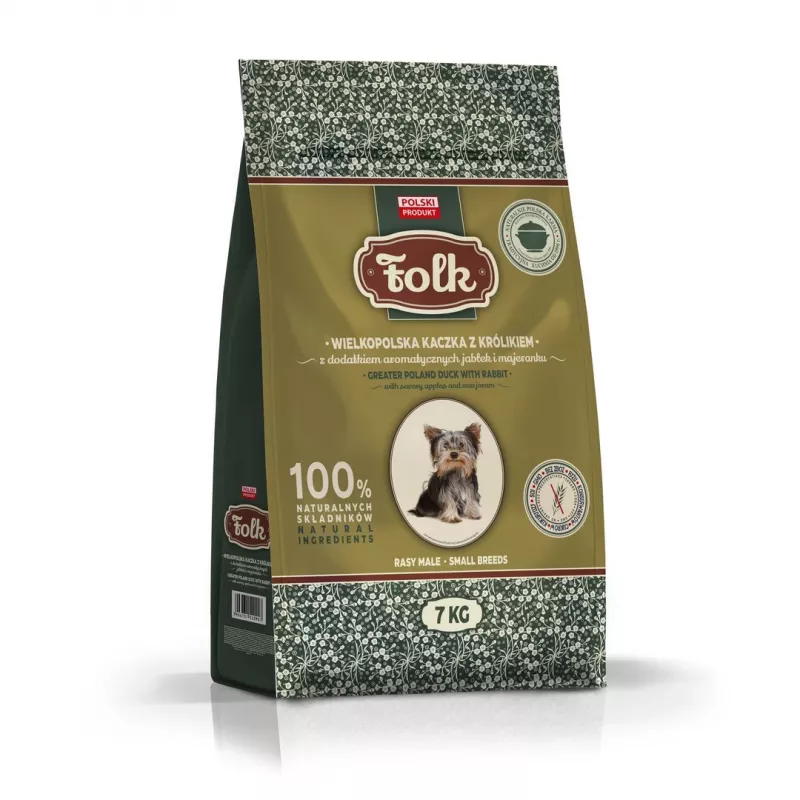 FOLK Small breeds Traditional Greater Poland duck with rabbit, apples and marjoram - sausas šunų maistas - 7kg
