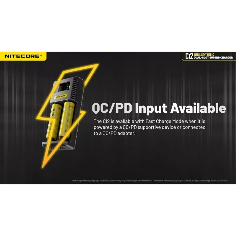 Įkroviklis Nitecore Ci12 Universal USB Li‑Ion, NiCd, NiMH akumuliatoriams, 3A įėjimas 5/9/12V, plastikinis korpusas