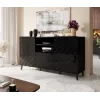 Komoda cama meble ABETO 150x42x82 cm, blizgi juoda, MDF rėmas, 1 stalčius