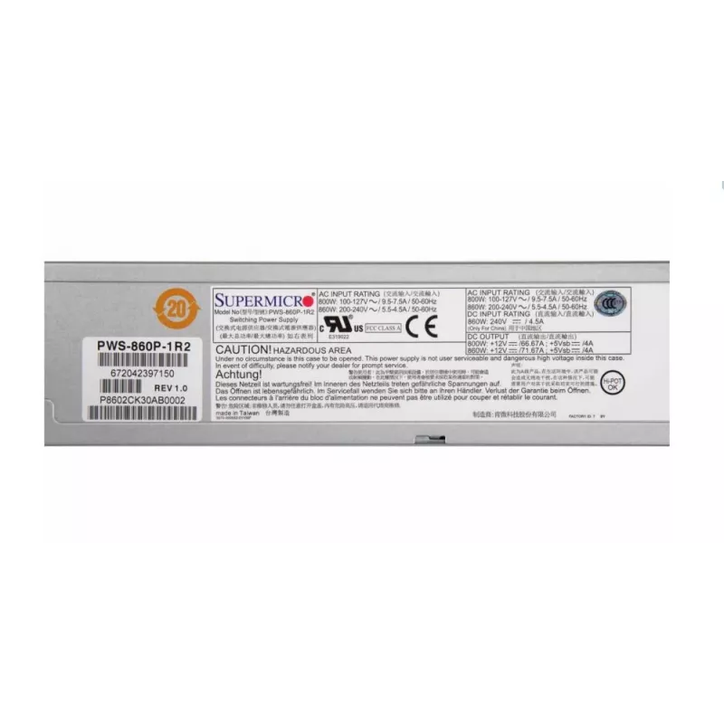Serverio maitinimo blokas 860W REDUNDANTINIS / PWS-860P-1R2 Supermicro