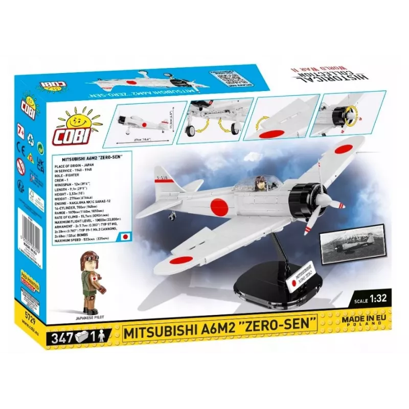 Konstruktorius Cobi Mitsubishi A6M2 „Zero-Sen“ – 347 detalių, rekomenduojamas nuo 3 metų