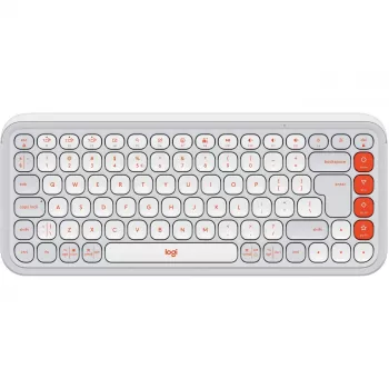 Logitech POP Icon Keys - belaidė klaviatūra - Bluetooth LE - QWERTY - US International - Off White, oranžinė (920-013072)