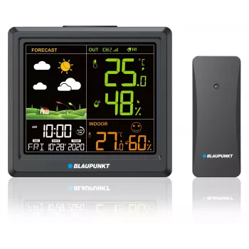 Oro stotelė BLAUPUNKT WS25BK – vidaus / lauko temperatūros ir drėgmės monitorius, juoda, 1 jutiklis, LCD ekranas