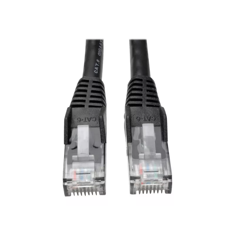Eaton Tripp Lite Series Cat6 Gigabit belaidis kištukinis (UTP) Ethernet kabelis (RJ45 M/M), PoE, juodas, 5 pėdos (1,52 m) - Pataisos kabelis - RJ-45 (M) į RJ-45 (M) - 1,52 m - UTP - CAT 6 - Liežuvėlis