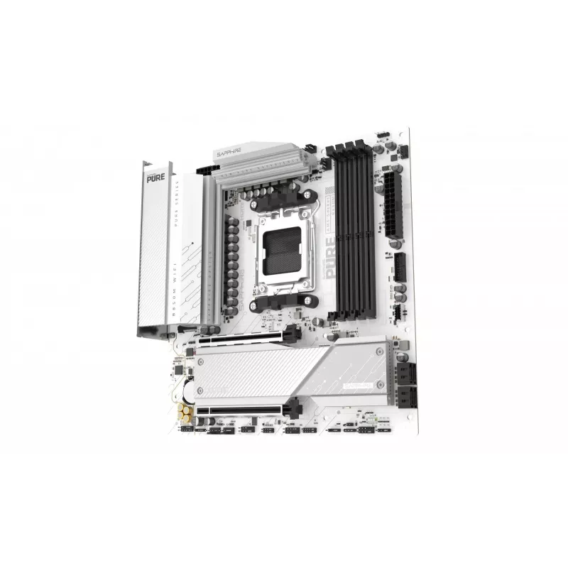 Motininė plokštė Sapphire PURE B850M WIFI Micro ATX — AMD B850, Socket AM5, DDR5 iki 8000 MHz, 4 DIMM, Wi‑Fi 6, 2.5Gb LAN, 2× M.2, PCIe 5.0 x16