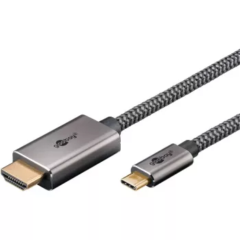 USB-C į HDMI pintas adapterio laidas, 4K / 60Hz (juodas/sidabrinis, 2 m)