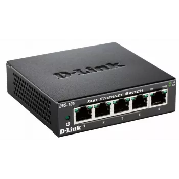 D-Link DES-105 nevaldomas L2 jungiklis, 5x Fast Ethernet, metalinis korpusas
