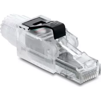 DELOCK RJ45 kištukas lauko montavimui Cat.6A neekranuotas permatomas/juodas (91127)