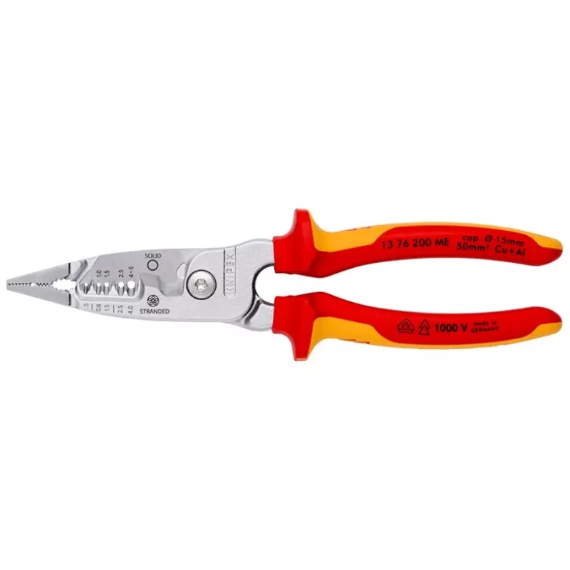 Kabelių nuėmiklis Knipex 13 76 200 ME 6 mm nuėmimo galia Raudonas Nerūdijantis plienas Geltonas
