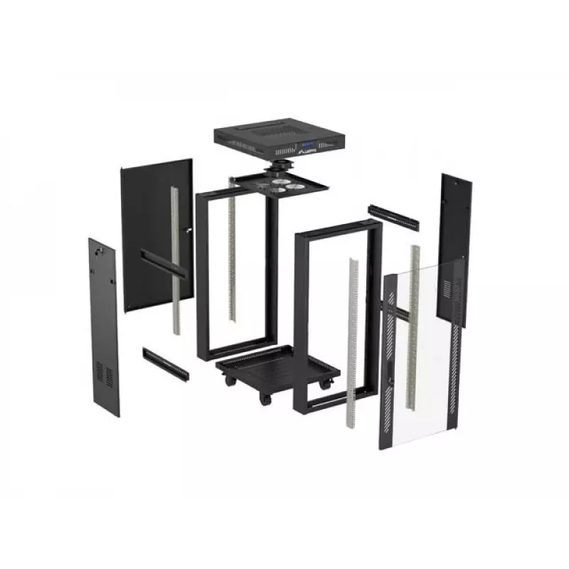 Stovimas serverio spintos rėmas LANBERG FF01-6624-12BL 24U 19 colių 600×600 mm, IP20, 1200 kg, juodas