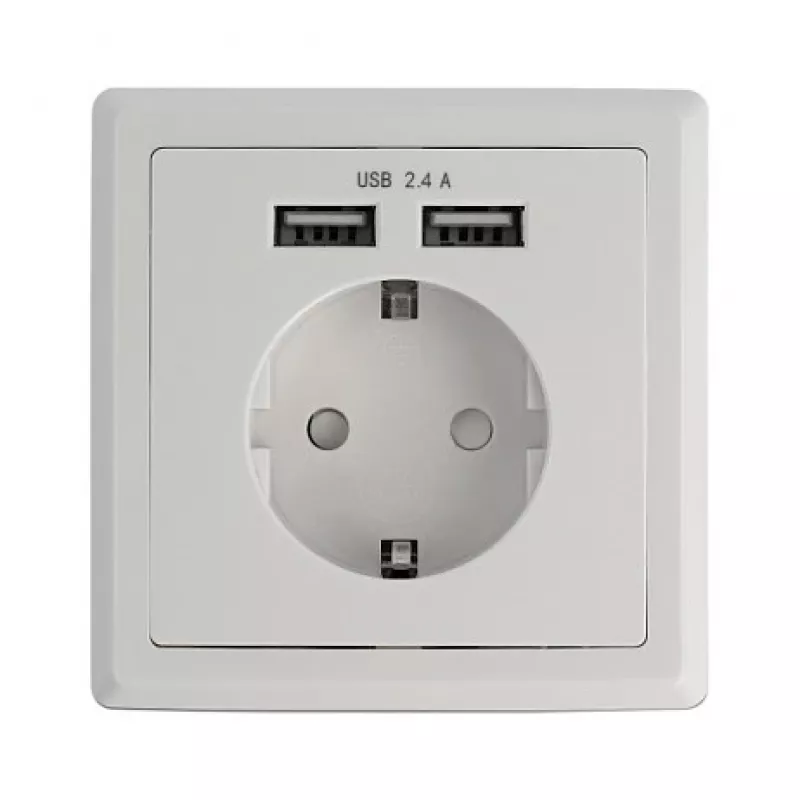 Kištukinis lizdas CEE 7/3 + USB DeLOCK 11471