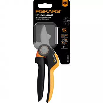 Fiskars X-Series P941 genėjimo žirklės Anvil Black, Orange