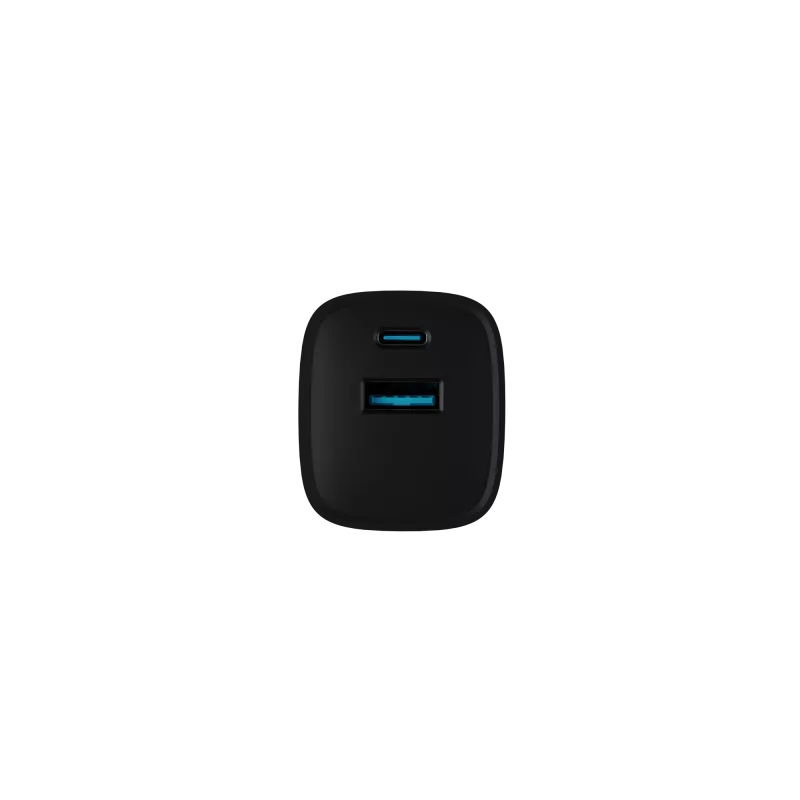 NATEC Ribera GaN NUC-2141 sieninis įkroviklis, 30W, USB-C PD 3.0 + USB-A QC 3.0, 110–240V, juodas