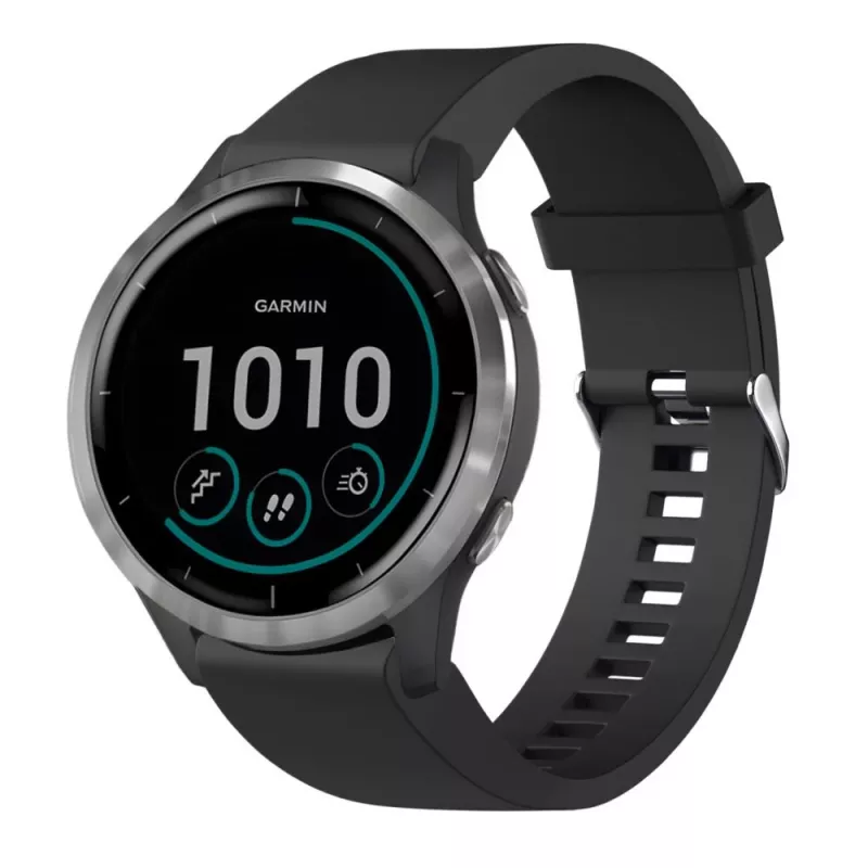 Silicinio laikrodžio dirželis FIXED, skirtas Garmin QuickFit 20 mm, juodas