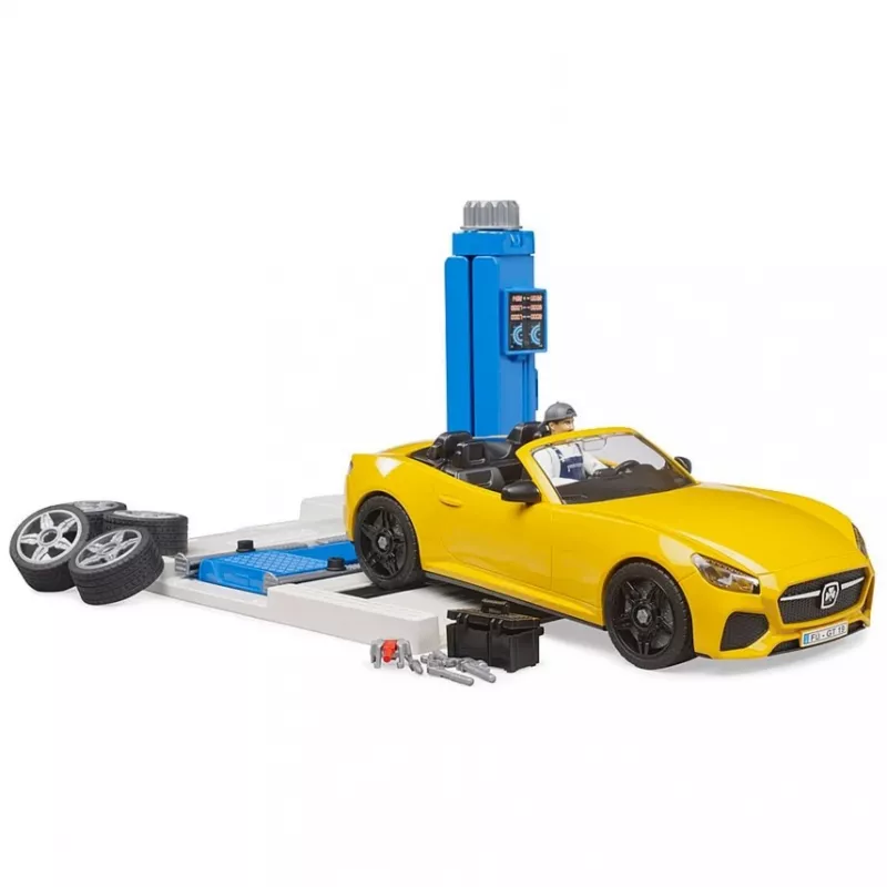 BRUDER Car Service Center bworld 62112 su Roadster, figūrėlėmis ir dirbtuvės elementais