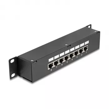 DeLOCK 10 colių jungiamasis pataisų skydelis 8 prievadų Cat.6 RJ45 juodas 1U