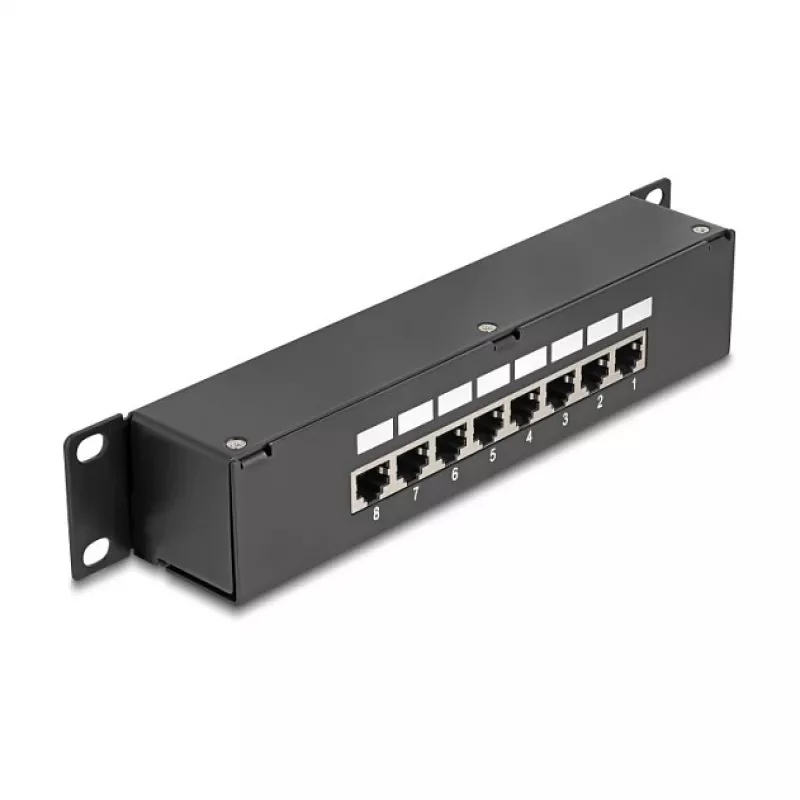 DeLOCK 10 colių jungiamasis pataisų skydelis 8 prievadų Cat.6 RJ45 juodas 1U